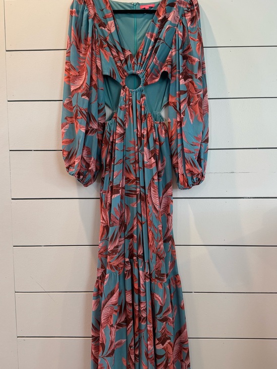 Flying Tomato Dresses & Skirts - Flying Tomato Leaf Print Maxi Dress with Cutout Detail